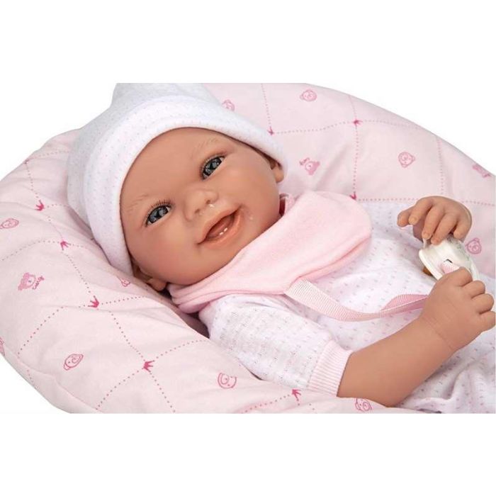 Muñeca Elegance Edur 40 cm con cuerpo blando, traje rosa y cojin (muñeco con peso) 21