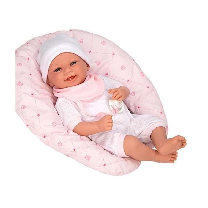 Muñeca Elegance Edur 40 cm con cuerpo blando, traje rosa y cojin (muñeco con peso) 5