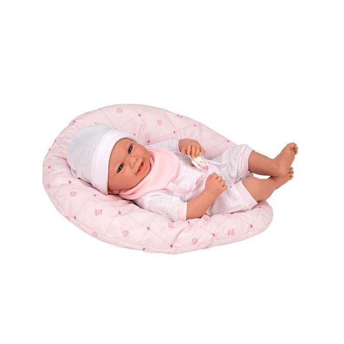 Muñeca Elegance Edur 40 cm con cuerpo blando, traje rosa y cojin (muñeco con peso) 6