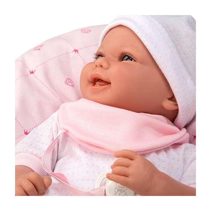 Muñeca Elegance Edur 40 cm con cuerpo blando, traje rosa y cojin (muñeco con peso) 7