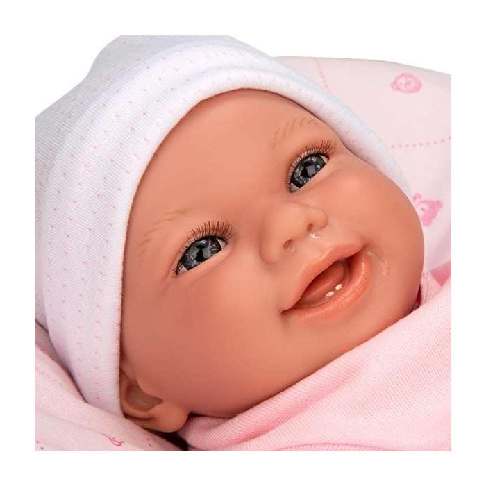 Muñeca Elegance Edur 40 cm con cuerpo blando, traje rosa y cojin (muñeco con peso) 9