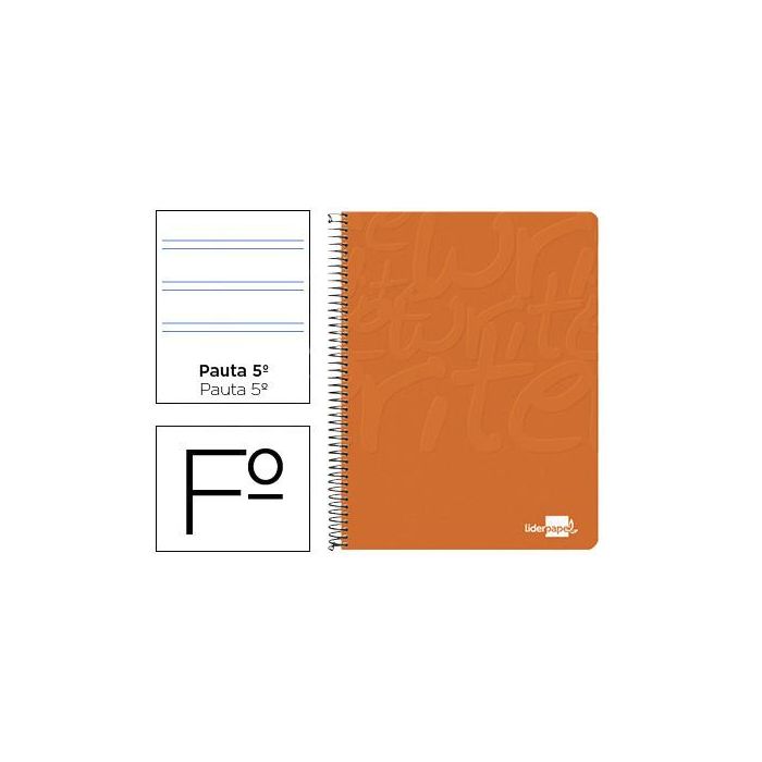 Cuaderno Espiral Liderpapel Folio Write Tapa Blanda 80H 60 gr Pauta 2,5 mm Con Margen Color Naranja 10 unidades