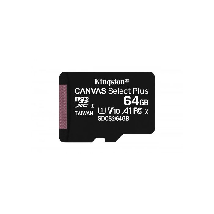 Tarjeta de Memoria Kingston CANVAS Select Plus 64GB microSD XC/ Clase 10/ 100MBs