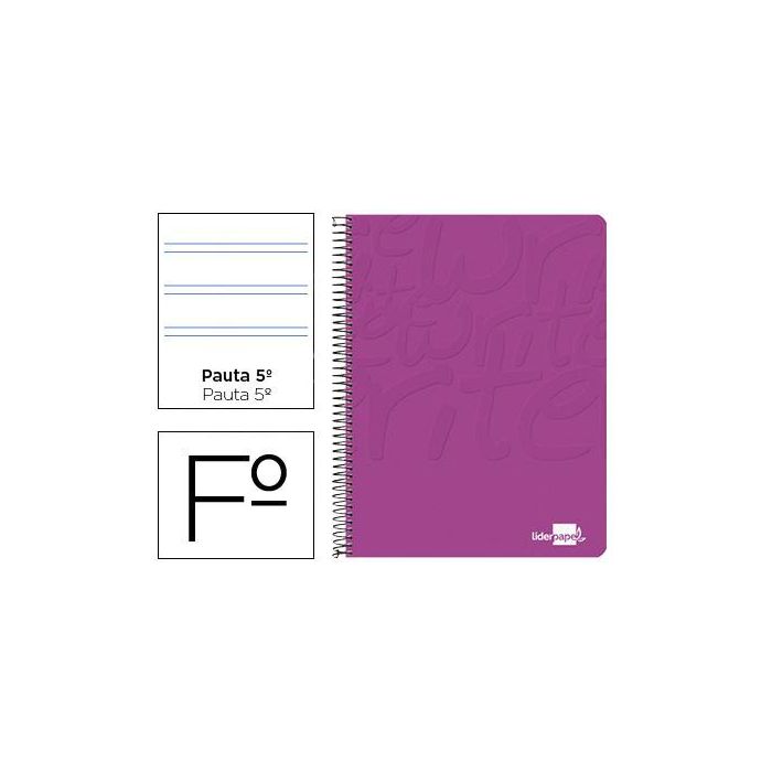 Cuaderno Espiral Liderpapel Folio Write Tapa Blanda 80H 60 gr Pauta 2,5 mm Con Margen Color Rosa 10 unidades