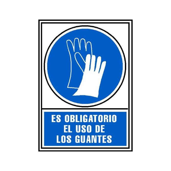 Archivo 2000 Señal "obligatorio uso de guantes" 210x297 pvc azul y blanco