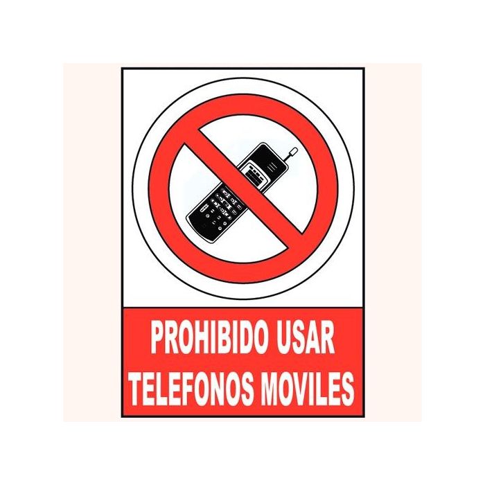 Archivo 2000 Señal "Prohibido Usar Telefonos Moviles" 210x297 mm Aluminio Blanco-Rojo
