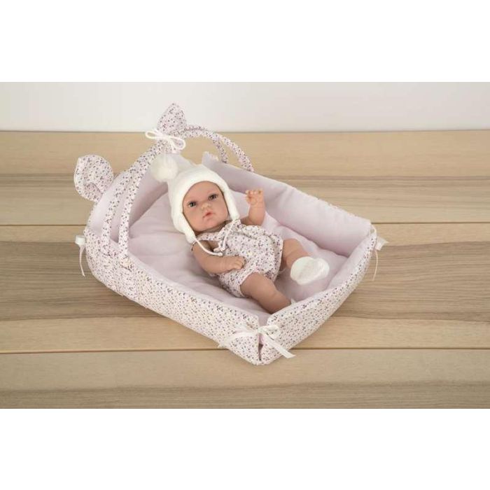 Muñeca Elegance Natal 33 cm con cuerpo de vinilo y cuna (medida cuna 26x37x24 cm) 1