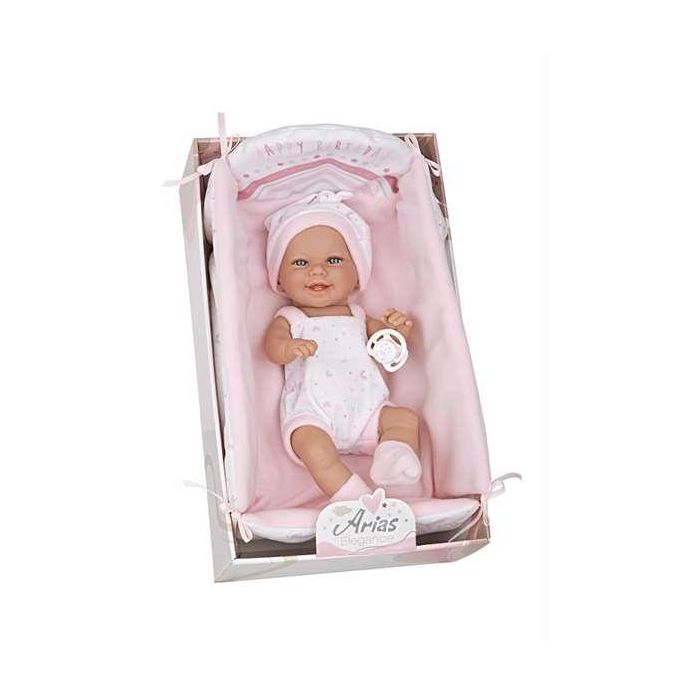 Muñeca elegance 33 cm babyto 'happy birthday' rosa c/cunita (cuerpo vinyl, sexo niña)