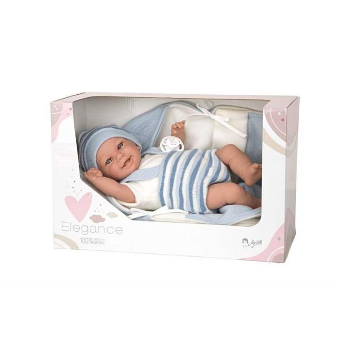 Muñeca elegance babyto azul con manta incluye chupete (muñeco de peso)35 cm