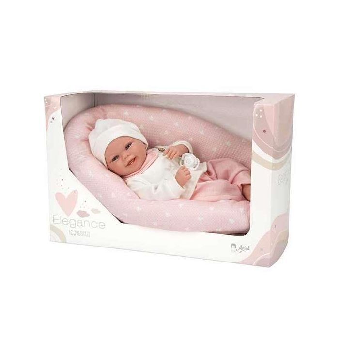 Muñeca elegance colin rosa con cojin lactancia. incluye chupete (muñeco con peso) 40 cm