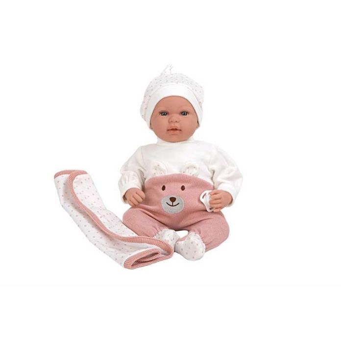 Muñeca elegance 45 cm mies rosa c/manta c/mecanismo risa try me 4