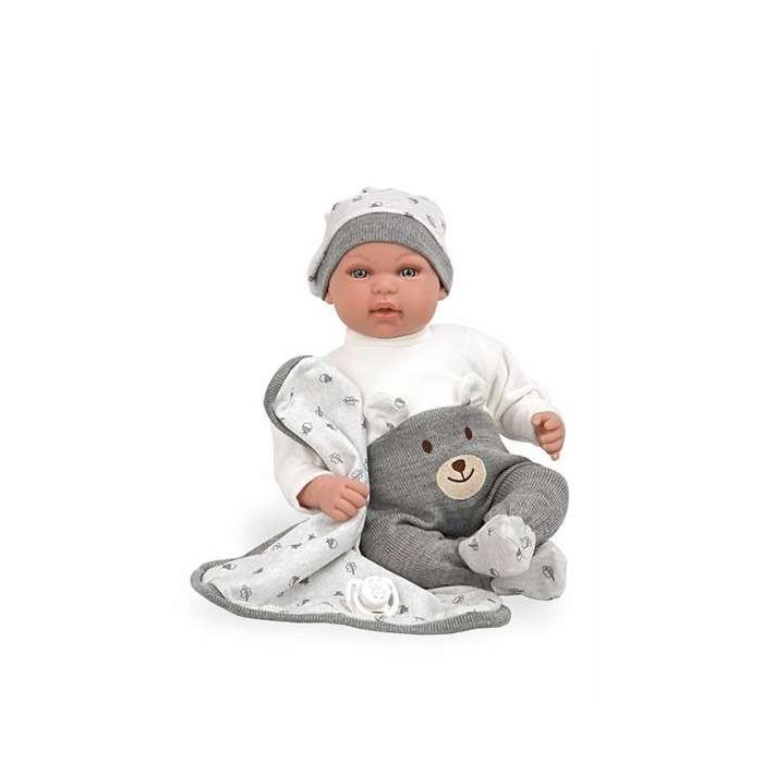 Muñeca elegance 45 cm mies gris c/manta c/mecanismo risa try me 1