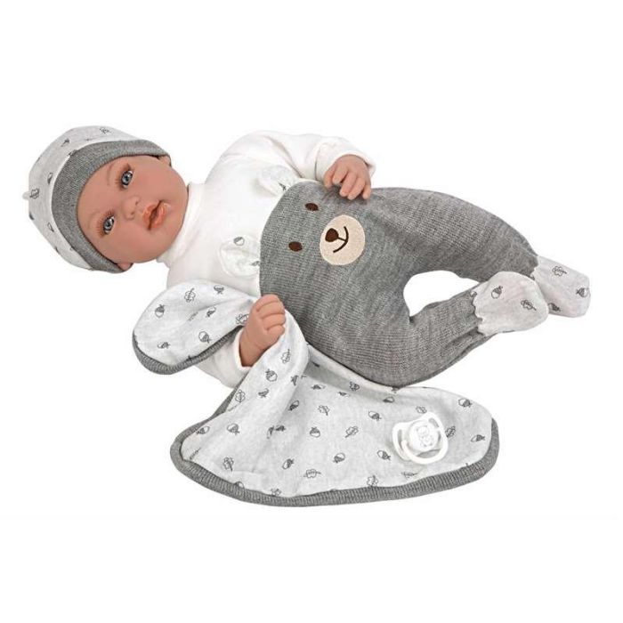 Muñeca elegance 45 cm mies gris c/manta c/mecanismo risa try me 2