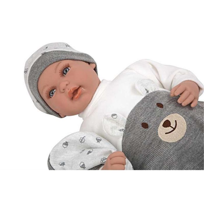 Muñeca elegance 45 cm mies gris c/manta c/mecanismo risa try me 4