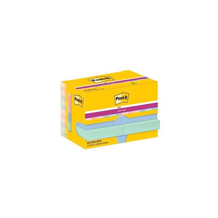Post-It Notas adhesivas super sticky 3 colores lugares soulful 47,6 x 47,6 12 blocs
