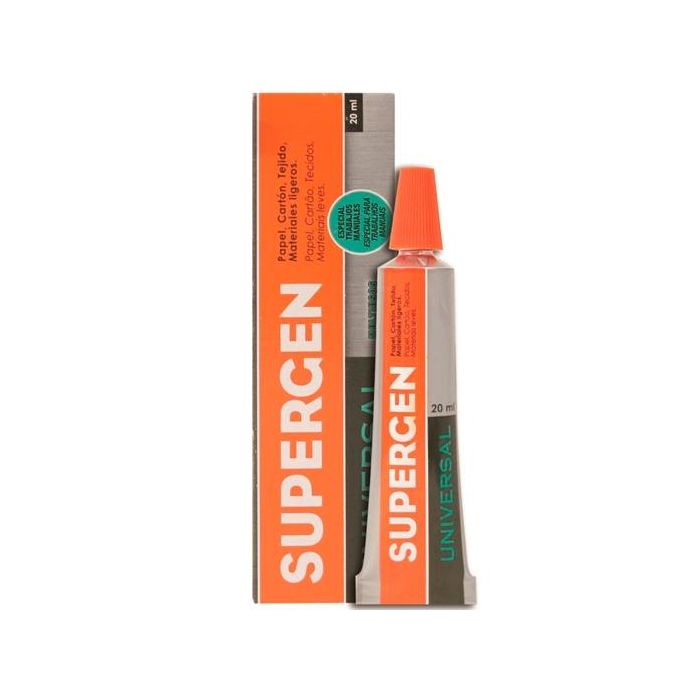 Supergen Pegamento Universal Multiusos Transparente Tubo 20 mL En Mancheta