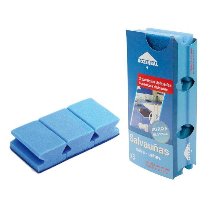 Estropajo Salvauñas Azul Bicapa Pack De 3 Unidades 1