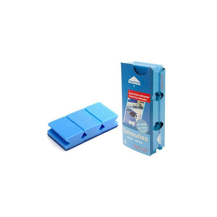 Estropajo Salvauñas Azul Bicapa Pack De 3 Unidades