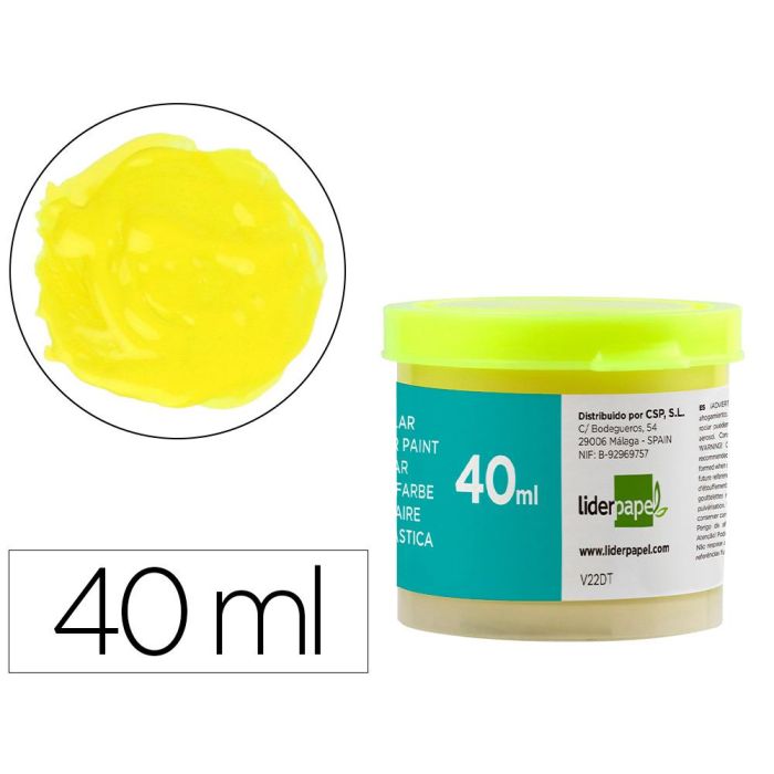 Tempera Liderpapel Escolar 40 mL Amarillo Limon 5 unidades