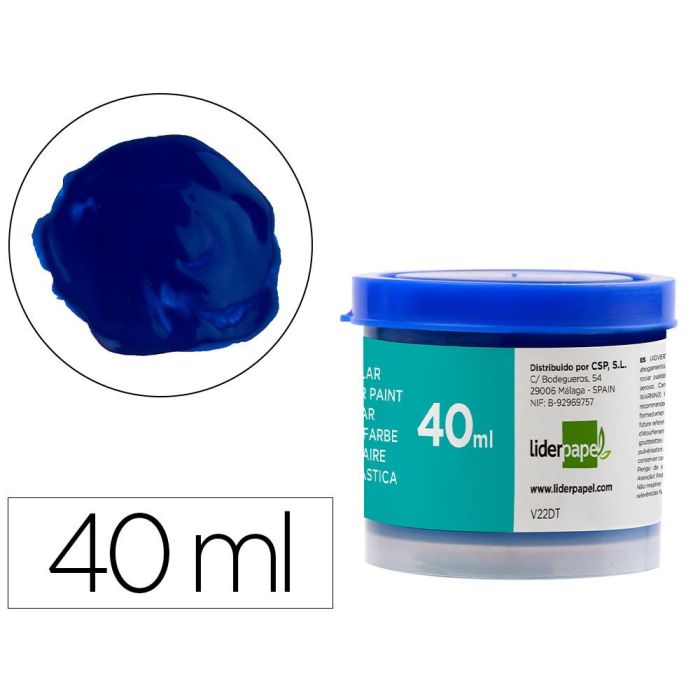 Tempera Liderpapel Escolar 40 mL Azul Ultramar 5 unidades