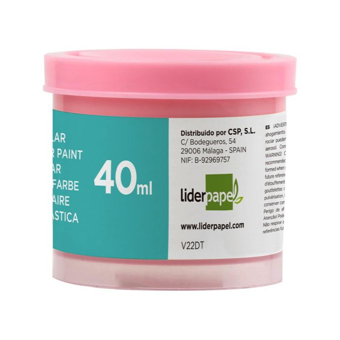 Tempera Liderpapel Escolar 40 mL Rosa 5 unidades 2