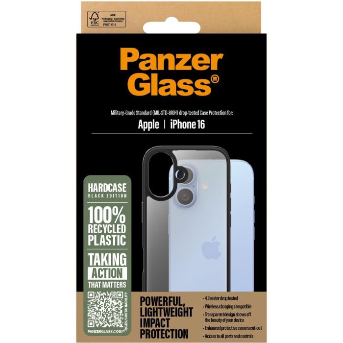 PanzerGlass HardCase iPhone 16 Negro Funda Protección Antigolpes y Rayones 2