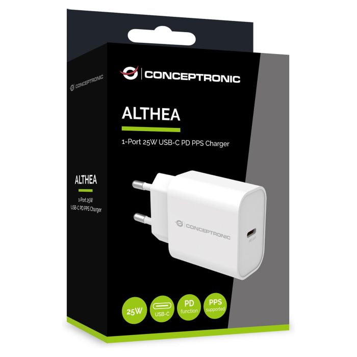 Conceptronic Cargador USB-C Carga Rápida PD ALTHEA10W 25W para Samsung, iPhone, iPad, Nintendo Switch 2 Conceptronic Cargador USB-C Carga Rápida PD ALTHEA10W 25W para Samsung, iPhone, iPad, Nintendo Switch 2