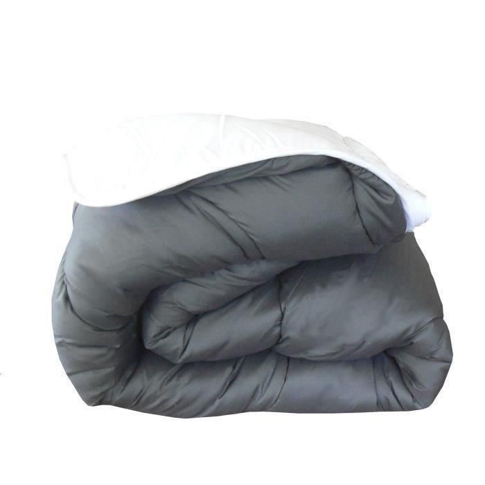 Edredón bicolor ABEIL - 200 x 200 cm - Blanco y gris 1 Edredón bicolor ABEIL - 200 x 200 cm - Blanco y gris 1
