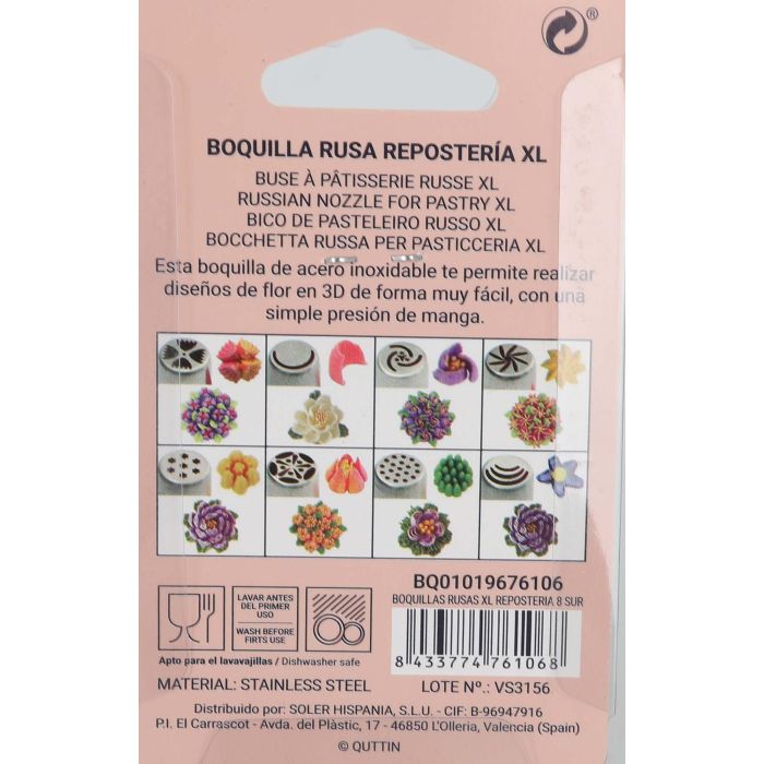 Boquillas Rusas XL para Repostería 8 Sur - Quttin (48 Unidades) 12 Boquillas Rusas XL para Repostería 8 Sur - Quttin (48 Unidades) 12