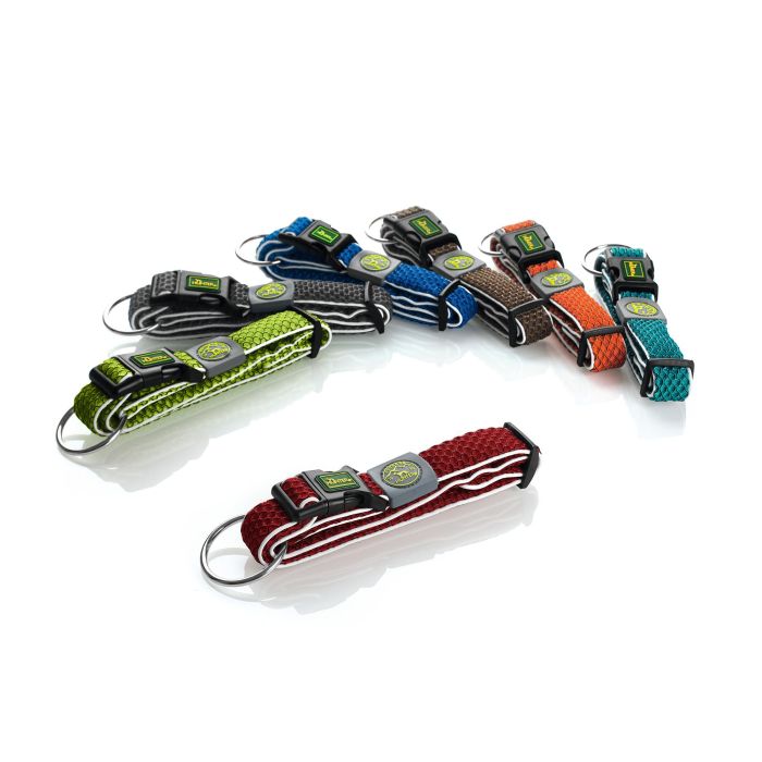Hunter Collar Hilo Vario Plus L Perro Malla 3D Transpirable Refrescante Reflectante Cuello 40-60 cm Rojo 32mm