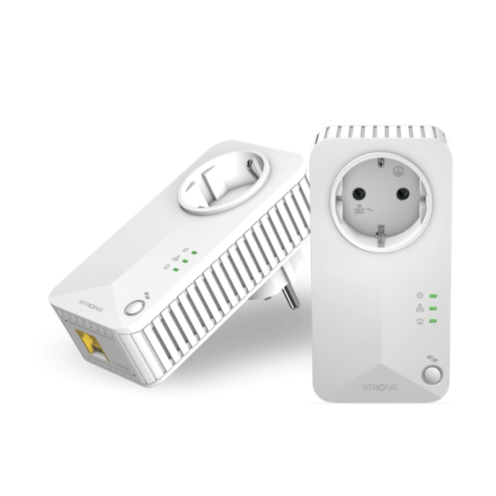 Strong Powerline 600 Duo Kit de Extensión de Red PLC con Puerto Ethernet 600 Mbit/s Blanco - Incluye Cables LAN