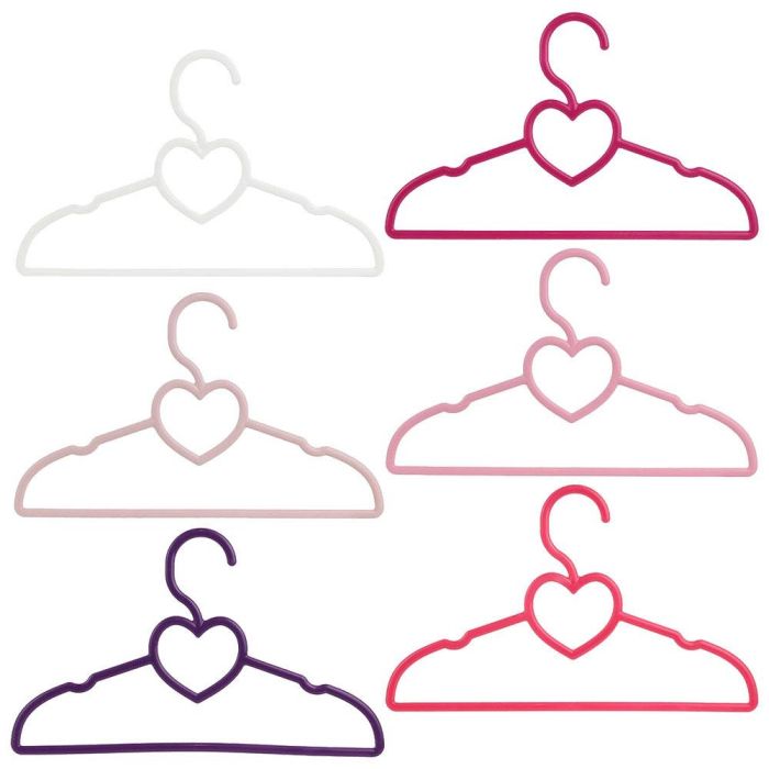 Home Deco Kids Juego De 6 Perchas Infantiles Con Modelos Surtidos: Corazones, Lazos, Coches, Nubes, Con Barra Inferior Y Muescas Laterales - 28x0,5x17 Cm 5