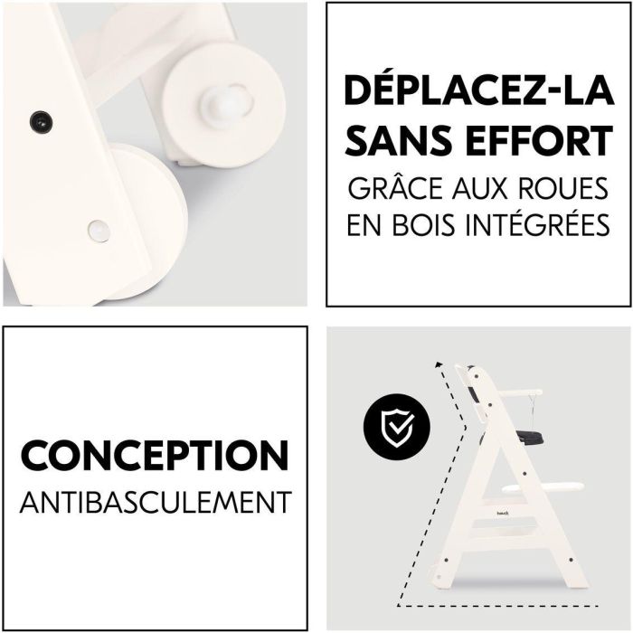 Hauck Trona Evolutiva BETA+ de Madera FSC con Arnés 5 Puntos y Ruedas - De 6 Meses a 90 kg - Blanco 5 Hauck Trona Evolutiva BETA+ de Madera FSC con Arnés 5 Puntos y Ruedas - De 6 Meses a 90 kg - Blanco 5