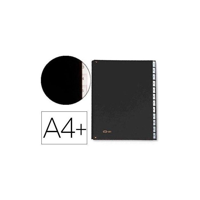 Carpeta Clasificadora Fuelle Pardo Carton Compacto Folio 12 Departamentos Visor Doble Personalizables Color Negro