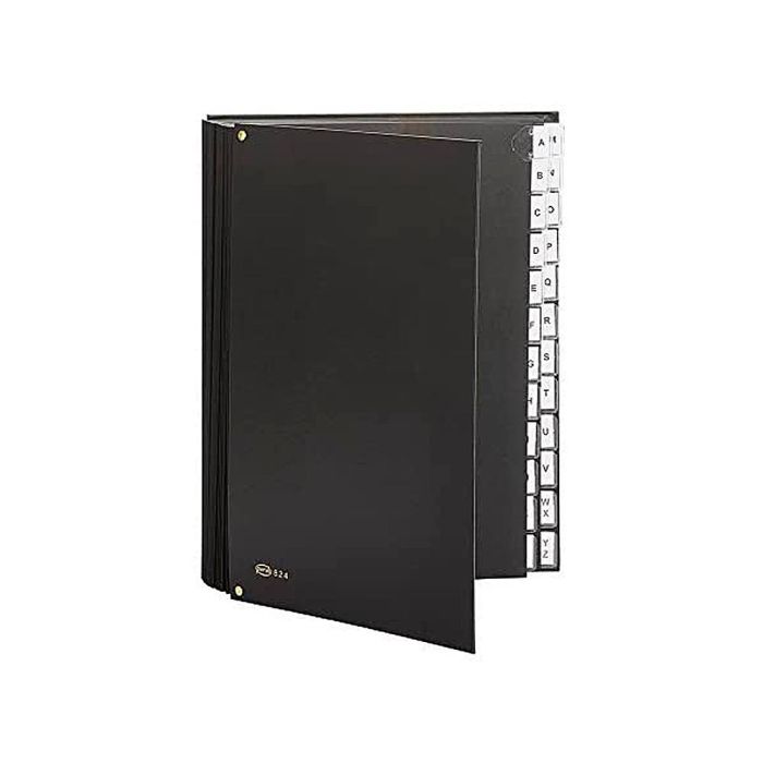 Carpeta Clasificadora Fuelle Pardo Carton Compacto Folio 24 Departamentos Visor Doble Personalizables Color Negro 1