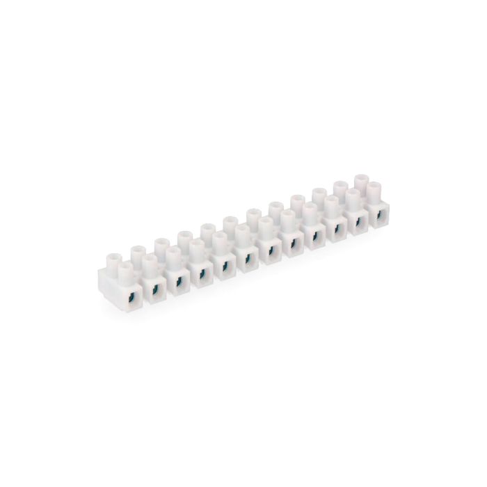 Edm Regleta de conexión de polipropileno, 32A, 450V, 12 conectores, 4mm a 6mm, blanca