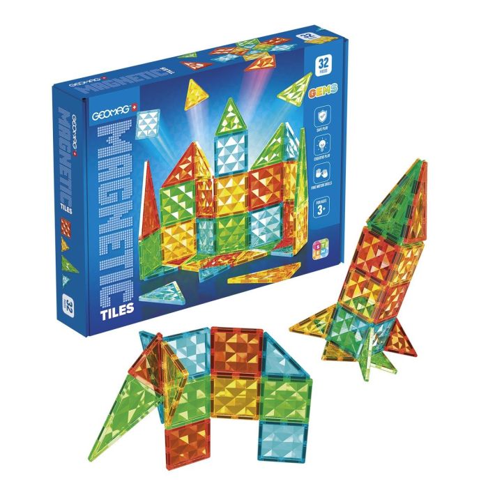 Geomag Magnetic Tiles Gems 32 4101 Jazwares