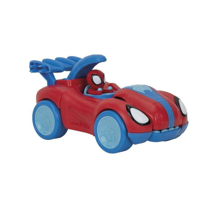 Vehiculo transformable 2 en 1 spidey spider rex racer con sonidos y lanza dardos.