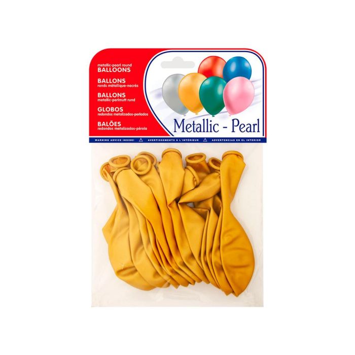 Globo 100% Latex Biodegradable Metalizado Oro Bolsa De 15 Unidades 1