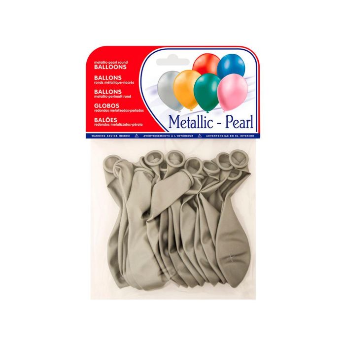 Globo 100% Latex Biodegradable Metalizado Plata Bolsa De 15 Unidades 1