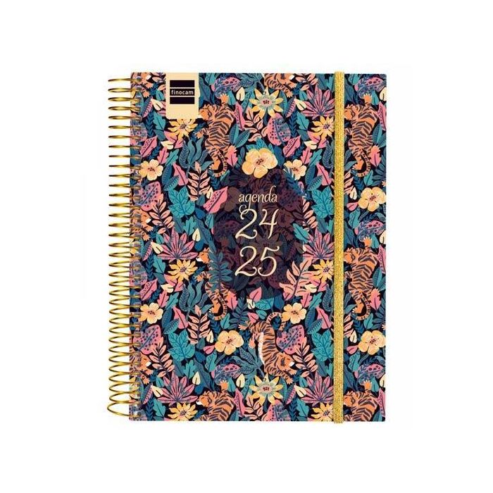 Agenda Finocam Tiger Multicolor Cuarto 15,5 x 21,2 cm 2024-2025