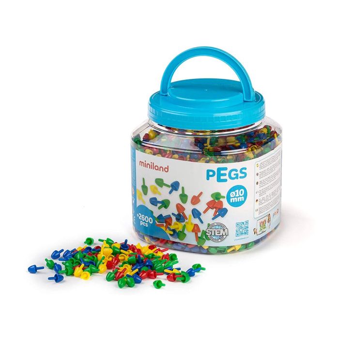 Juego Miniland Pegs Bote De 2600 Piezas De 10 mm 1