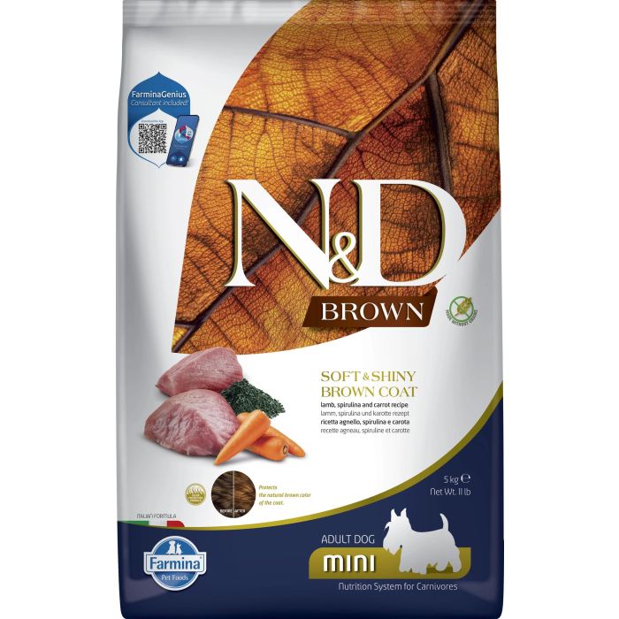 Farmina N&D Brown Dog Cordero Spirulina Mini 5 kg Farmina N&D Brown Dog Cordero Spirulina Mini 5 kg