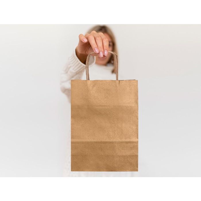 Bolsa Kraft Q-Connect Natural Asa Retorcida 240x100X310 mm 25 unidades 7