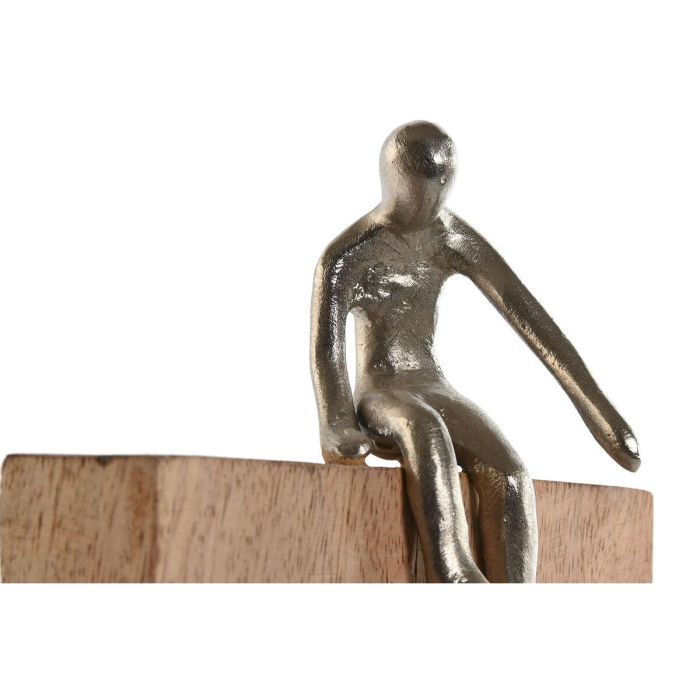 DKD Home Decor Figura Decorativa Escultura de Personas Estilo Urban Mango Aluminio Marrón Plateado 10x39x15 cm 2