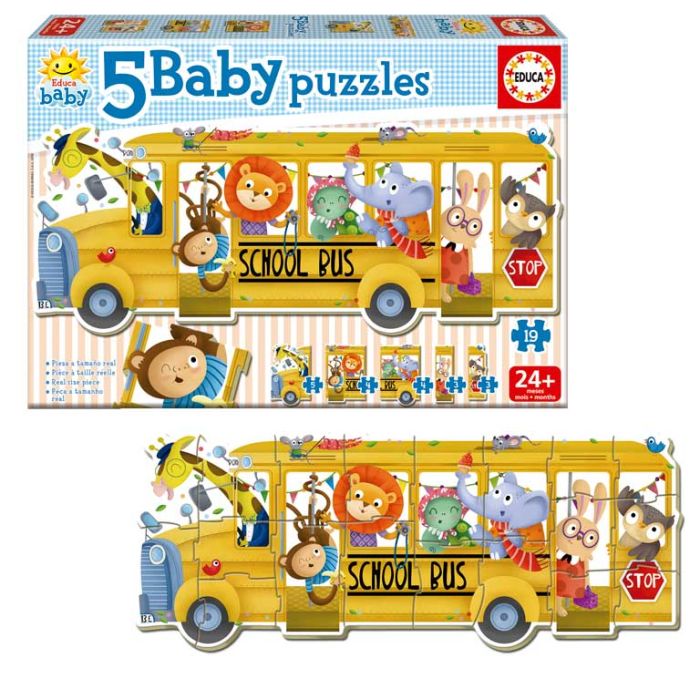 School Bus Animales 5 Babys Puzzles 17575 Educa