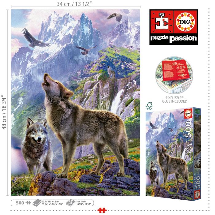 Puzzle 500 Lobos En Las Rocas 19548 Educa 2