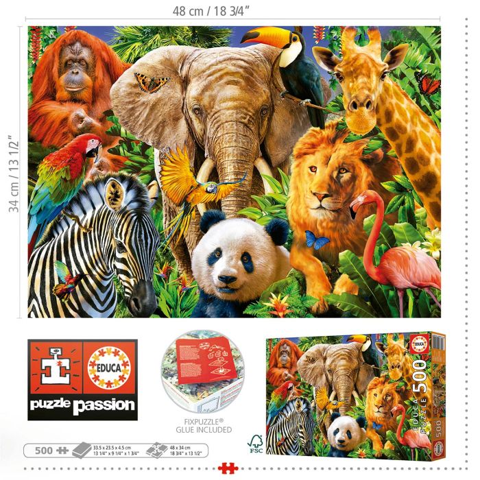 Puzzle 500 Collage De Animales Salvajes 19550 Educa 2