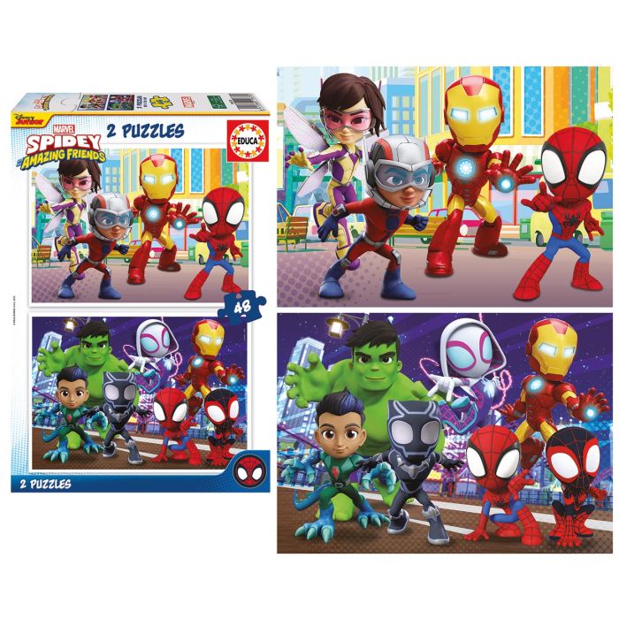 Puzzle 2x48 piezas spidey y sus increíbles amigos