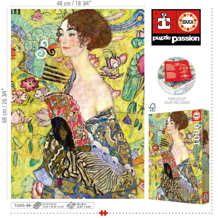 Puzzle 1000 Dama Con Abanico Gustav Klimt 19932 Educa 2